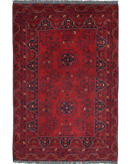 Afghan 3' 3" X 4' 11" Hand Knotted Wool Rug 3' 3" X 4' 11" (99 X 150) / Red / Wool