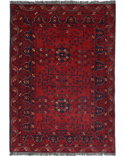 Afghan 3' 2" X 4' 9" Hand Knotted Wool Rug 3' 2" X 4' 9" (97 X 145) / Red / Wool