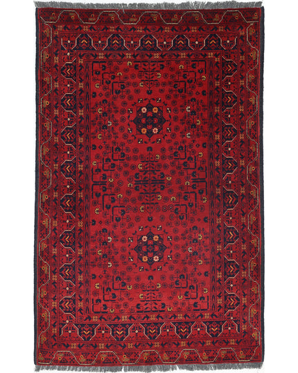 Afghan 3' 3" X 5' 3" Hand Knotted Wool Rug 3' 3" X 5' 3" (99 X 160) / Red / Wool