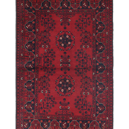 Afghan 3' 3" X 5' 0" Hand Knotted Wool Rug 3' 3" X 5' 0" (99 X 152) / Red / Wool