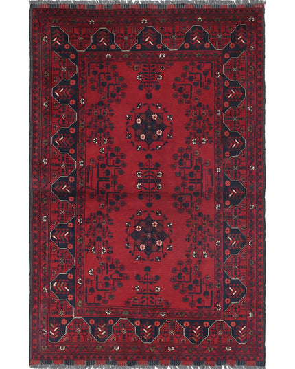 Afghan 3' 3" X 5' 0" Hand Knotted Wool Rug 3' 3" X 5' 0" (99 X 152) / Red / Wool