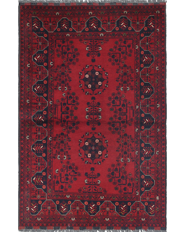 Afghan 3' 3" X 5' 0" Hand Knotted Wool Rug 3' 3" X 5' 0" (99 X 152) / Red / Wool