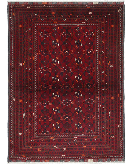 Afghan 4' 0" X 5' 7" Hand Knotted Wool Rug 4' 0" X 5' 7" (122 X 170) / Red / Wool