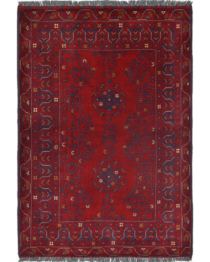 Afghan 3' 3" X 4' 10" Hand Knotted Wool Rug 3' 3" X 4' 10" (99 X 147) / Red / Wool