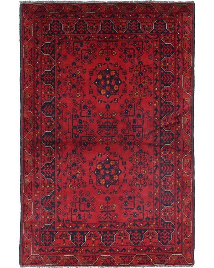 Afghan 3' 3" X 4' 11" Hand Knotted Wool Rug 3' 3" X 4' 11" (99 X 150) / Red / Wool