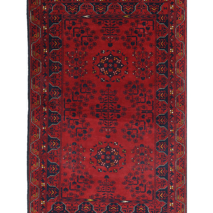 Afghan 3' 1" X 5' 0" Hand Knotted Wool Rug 3' 1" X 5' 0" (94 X 152) / Red / Wool