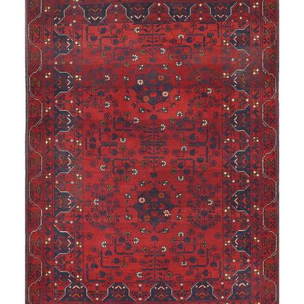 Afghan 3' 4" X 4' 8" Hand Knotted Wool Rug 3' 4" X 4' 8" (101 X 142) / Red / Wool