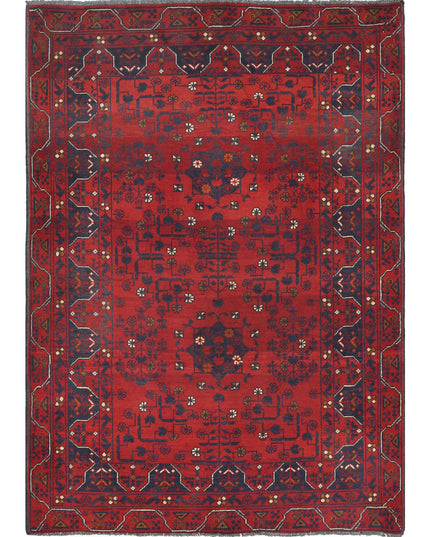 Afghan 3' 4" X 4' 8" Hand Knotted Wool Rug 3' 4" X 4' 8" (101 X 142) / Red / Wool