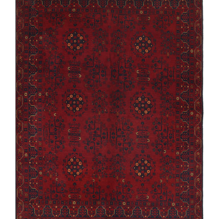 Afghan 4' 11" X 6' 6" Hand Knotted Wool Rug 4' 11" X 6' 6" (150 X 198) / Red / Wool