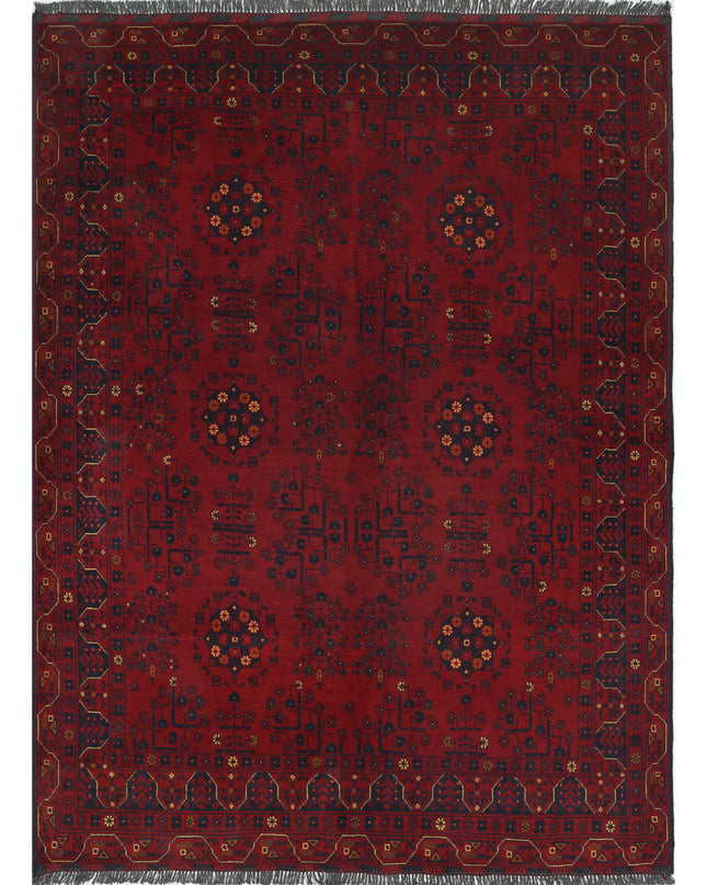 Afghan 4' 11" X 6' 6" Hand Knotted Wool Rug 4' 11" X 6' 6" (150 X 198) / Red / Wool