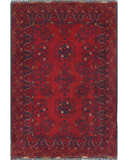 Afghan 3' 3" X 4' 10" Hand Knotted Wool Rug 3' 3" X 4' 10" (99 X 147) / Red / Wool