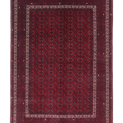 Afghan 6' 7" X 9' 6" Hand Knotted Wool Rug 6' 7" X 9' 6" (201 X 290) / Red / Wool