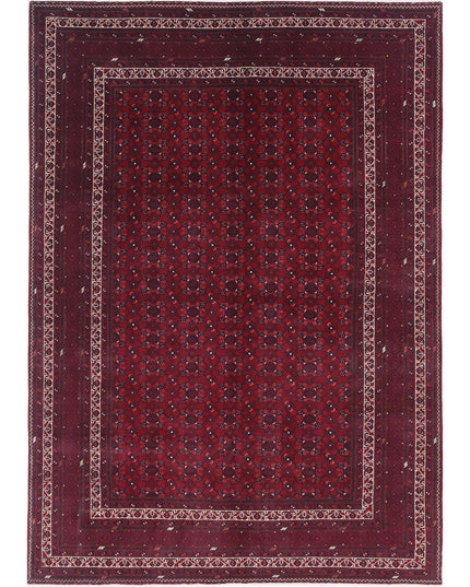 Afghan 6' 7" X 9' 6" Hand Knotted Wool Rug 6' 7" X 9' 6" (201 X 290) / Red / Wool
