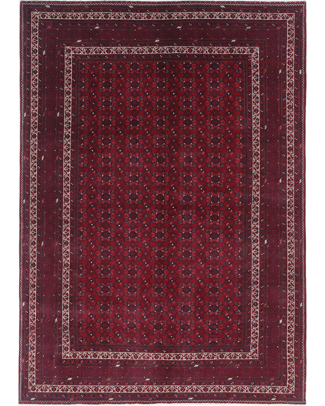 Afghan 6' 7" X 9' 6" Hand Knotted Wool Rug 6' 7" X 9' 6" (201 X 290) / Red / Wool