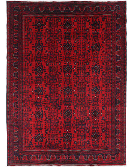 Afghan 6' 7" X 9' 4" Hand Knotted Wool Rug 6' 7" X 9' 4" (201 X 284) / Red / Wool