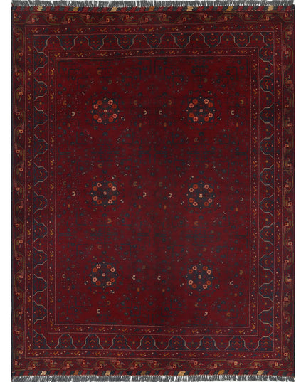 Afghan 4' 10" X 6' 5" Hand Knotted Wool Rug 4' 10" X 6' 5" (147 X 196) / Red / Wool
