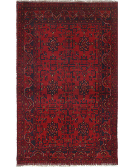 Afghan 4' 1" X 6' 9" Hand Knotted Wool Rug 4' 1" X 6' 9" (124 X 206) / Red / Wool