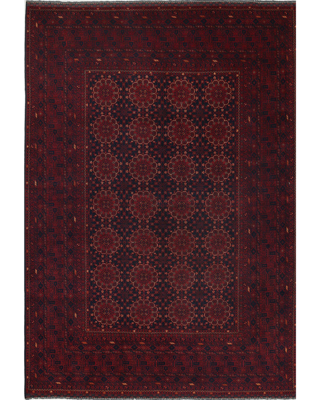 Afghan 6' 8" X 9' 8" Hand Knotted Wool Rug 6' 8" X 9' 8" (203 X 295) / Red / Wool