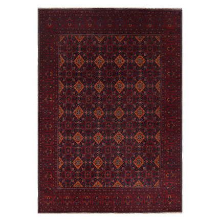 Afghan 6' 6" X 9' 7" Hand Knotted Wool Rug 6' 6" X 9' 7" (198 X 292) / Red / Wool