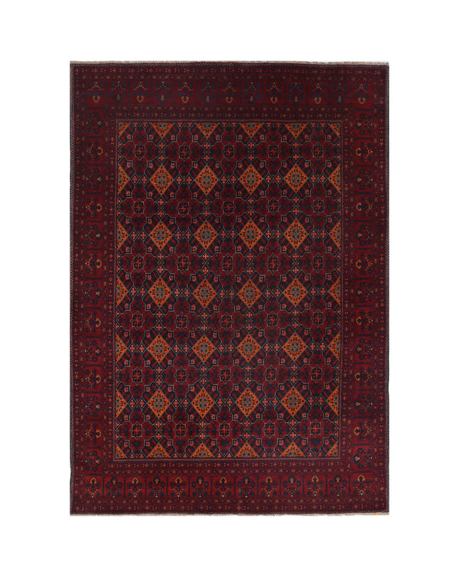 Afghan 6' 6" X 9' 7" Hand Knotted Wool Rug 6' 6" X 9' 7" (198 X 292) / Red / Wool