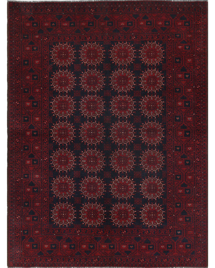 Afghan 4' 10" X 6' 7" Hand Knotted Wool Rug 4' 10" X 6' 7" (147 X 201) / Red / Wool