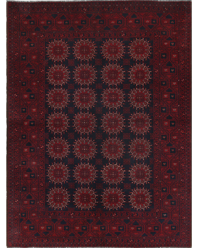 Afghan 4' 10" X 6' 7" Hand Knotted Wool Rug 4' 10" X 6' 7" (147 X 201) / Red / Wool