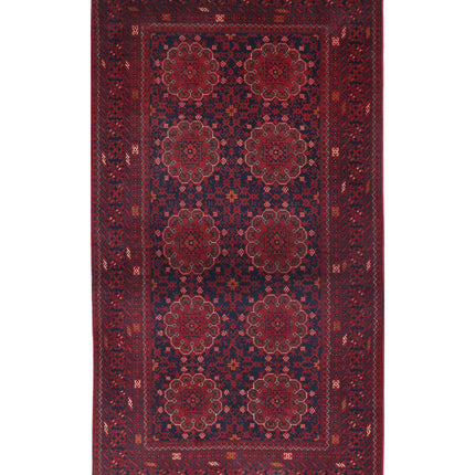 Afghan 3' 4" X 6' 2" Hand Knotted Wool Rug 3' 4" X 6' 2" (101 X 188) / Red / Wool