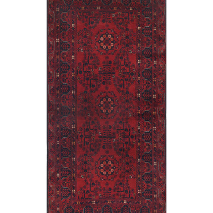 Afghan 3' 1" X 6' 6" Hand Knotted Wool Rug 3' 1" X 6' 6" (94 X 198) / Red / Wool
