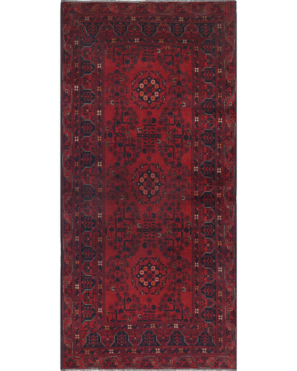 Afghan 3' 1" X 6' 6" Hand Knotted Wool Rug 3' 1" X 6' 6" (94 X 198) / Red / Wool