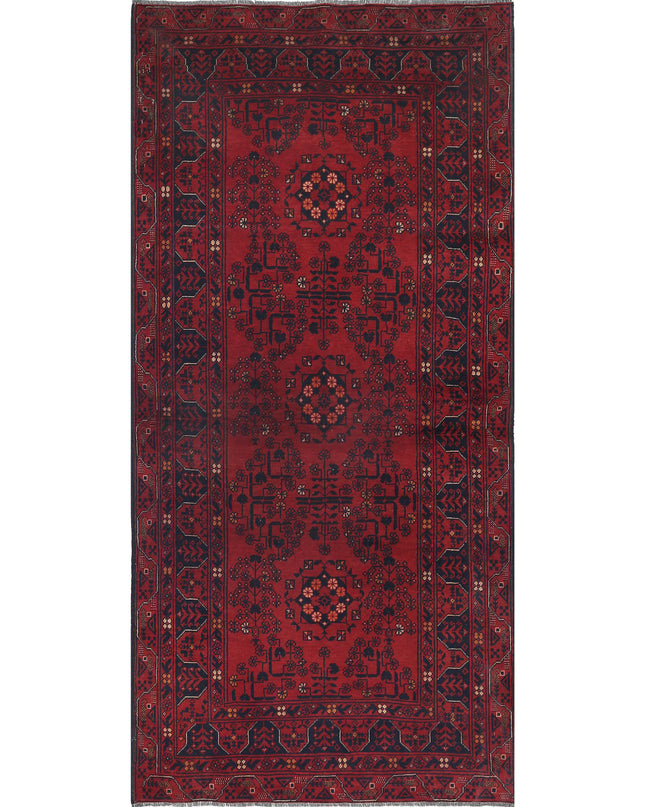 Afghan 3' 1" X 6' 6" Hand Knotted Wool Rug 3' 1" X 6' 6" (94 X 198) / Red / Wool