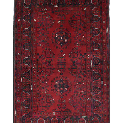 Afghan 3' 2" X 4' 10" Hand Knotted Wool Rug 3' 2" X 4' 10" (97 X 147) / Red / Wool