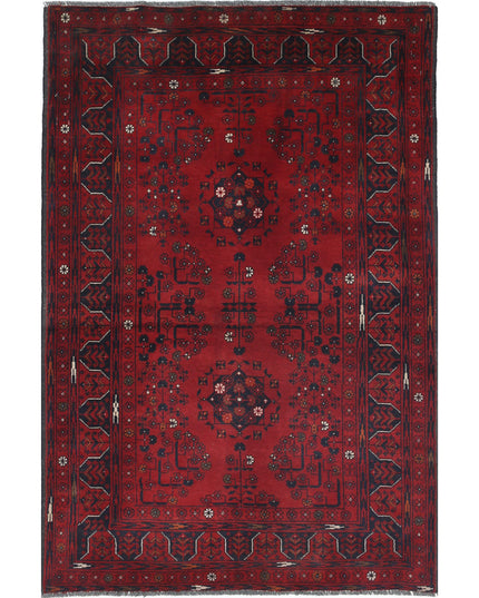 Afghan 3' 2" X 4' 10" Hand Knotted Wool Rug 3' 2" X 4' 10" (97 X 147) / Red / Wool