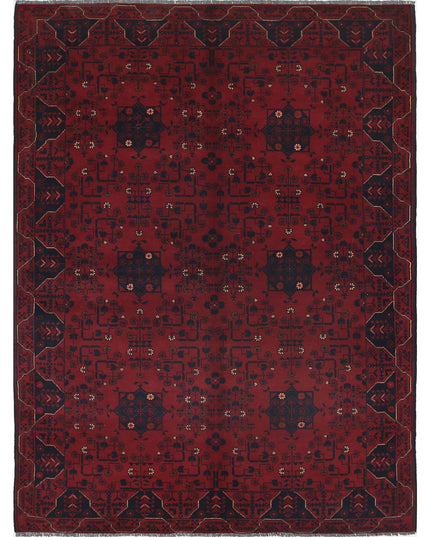 Afghan 4' 9" X 6' 5" Hand Knotted Wool Rug 4' 9" X 6' 5" (145 X 196) / Red / Wool