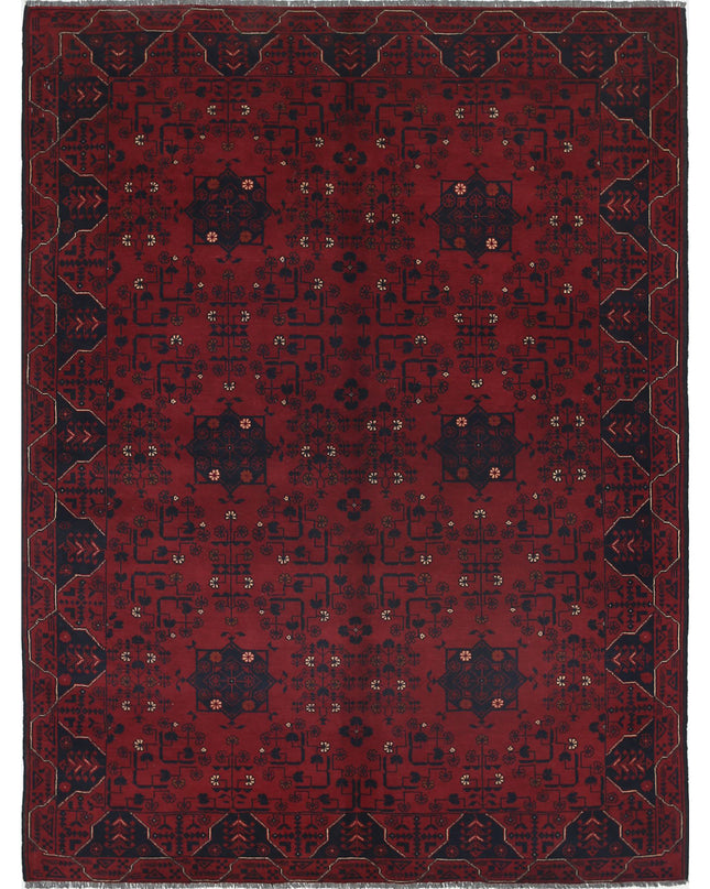 Afghan 4' 9" X 6' 5" Hand Knotted Wool Rug 4' 9" X 6' 5" (145 X 196) / Red / Wool
