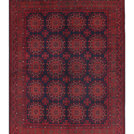 Afghan 4' 1" X 6' 5" Hand Knotted Wool Rug 4' 1" X 6' 5" (124 X 196) / Red / Wool