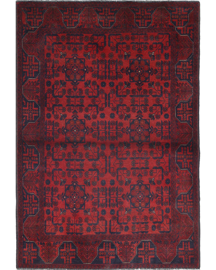 Afghan 3' 3" X 4' 9" Hand Knotted Wool Rug 3' 3" X 4' 9" (99 X 145) / Red / Wool