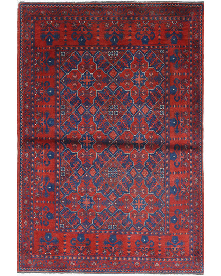 Afghan 3' 4" X 5' 0" Hand Knotted Wool Rug 3' 4" X 5' 0" (101 X 152) / Red / Wool