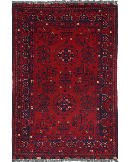 Afghan 3' 3" X 4' 9" Hand Knotted Wool Rug 3' 3" X 4' 9" (99 X 145) / Red / Wool