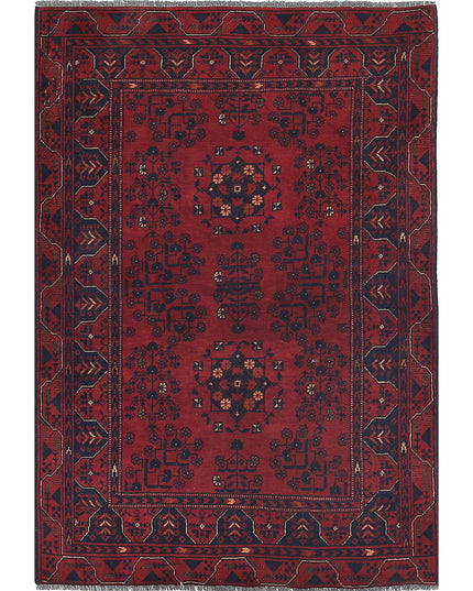 Afghan 3' 3" X 4' 7" Hand Knotted Wool Rug 3' 3" X 4' 7" (99 X 140) / Red / Wool