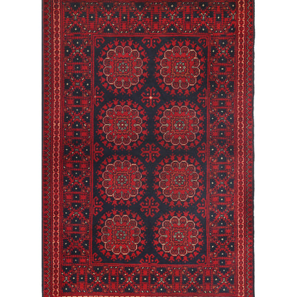 Afghan 3' 3" X 5' 1" Hand Knotted Wool Rug 3' 3" X 5' 1" (99 X 155) / Red / Wool