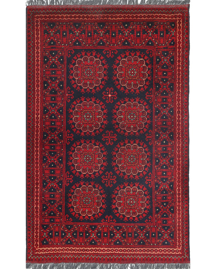 Afghan 3' 3" X 5' 1" Hand Knotted Wool Rug 3' 3" X 5' 1" (99 X 155) / Red / Wool