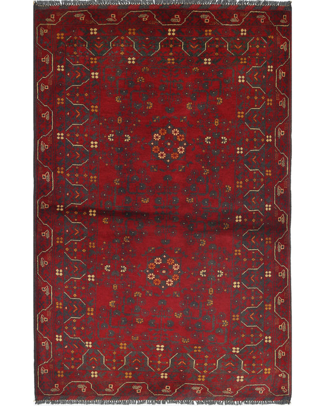 Afghan 3' 3" X 5' 0" Hand Knotted Wool Rug 3' 3" X 5' 0" (99 X 152) / Red / Wool