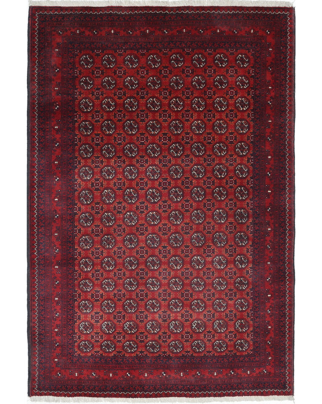 Afghan 3' 3" X 4' 10" Hand Knotted Wool Rug 3' 3" X 4' 10" (99 X 147) / Red / Wool