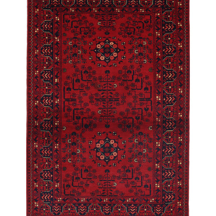 Afghan 3' 2" X 4' 11" Hand Knotted Wool Rug 3' 2" X 4' 11" (97 X 150) / Red / Wool