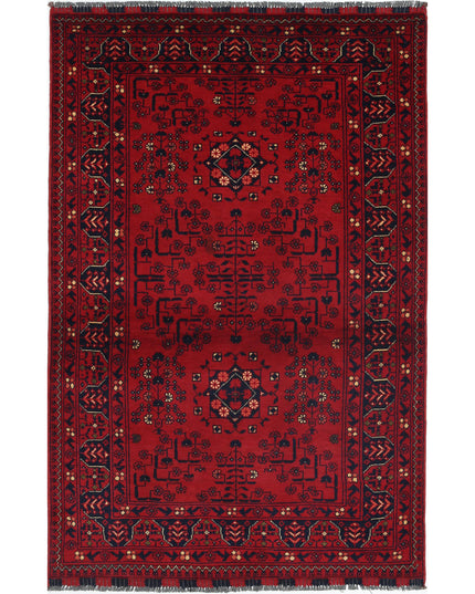 Afghan 3' 2" X 4' 11" Hand Knotted Wool Rug 3' 2" X 4' 11" (97 X 150) / Red / Wool