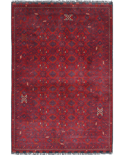 Afghan 3' 3" X 4' 9" Hand Knotted Wool Rug 3' 3" X 4' 9" (99 X 145) / Red / Wool