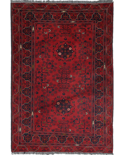 Afghan 3' 0" X 4' 8" Hand Knotted Wool Rug 3' 0" X 4' 8" (91 X 142) / Red / Wool