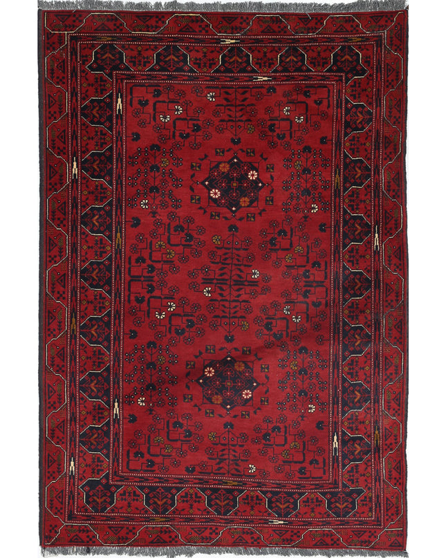 Afghan 3' 0" X 4' 8" Hand Knotted Wool Rug 3' 0" X 4' 8" (91 X 142) / Red / Wool