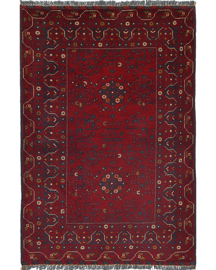 Afghan 3' 3" X 4' 9" Hand Knotted Wool Rug 3' 3" X 4' 9" (99 X 145) / Red / Wool