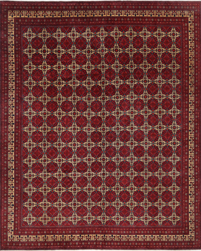 Afghan 13' 1" X 15' 9" Hand Knotted Wool Rug 13' 1" X 15' 9" (399 X 480) / Red / Wool